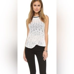 Free People White Lace Backless Cutout Sheer Sleeveless Top